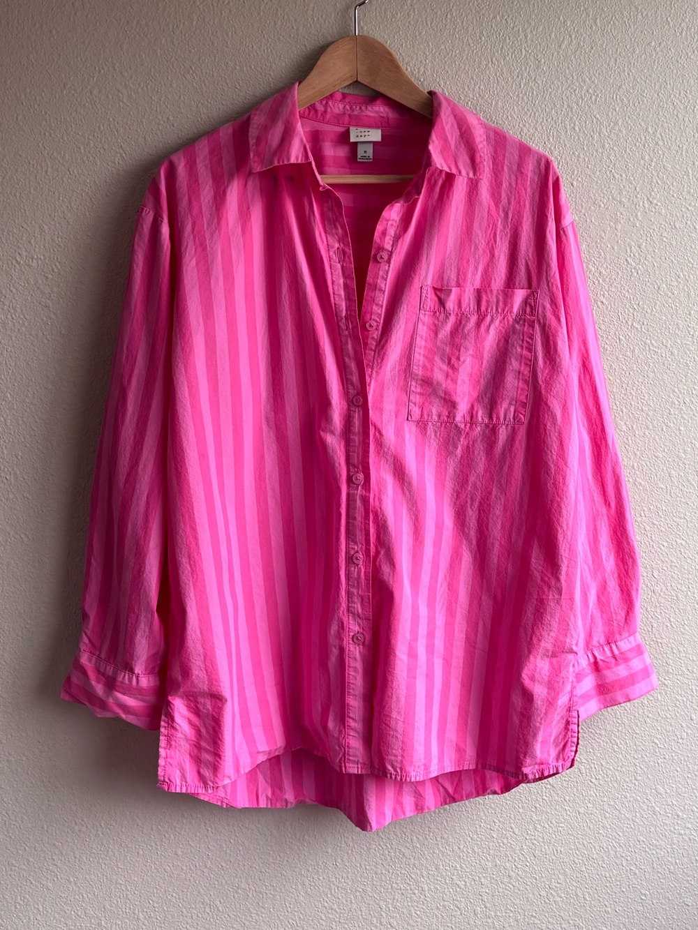 Bright Pink Striped Button-Up Shirt